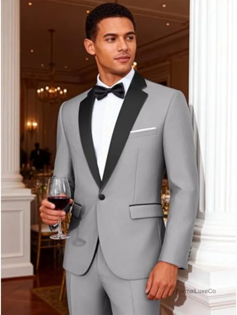 Men's 2 Piece Slim Fit Suit Set One Button Blazer Pants Tuxedo Wedding Prom
